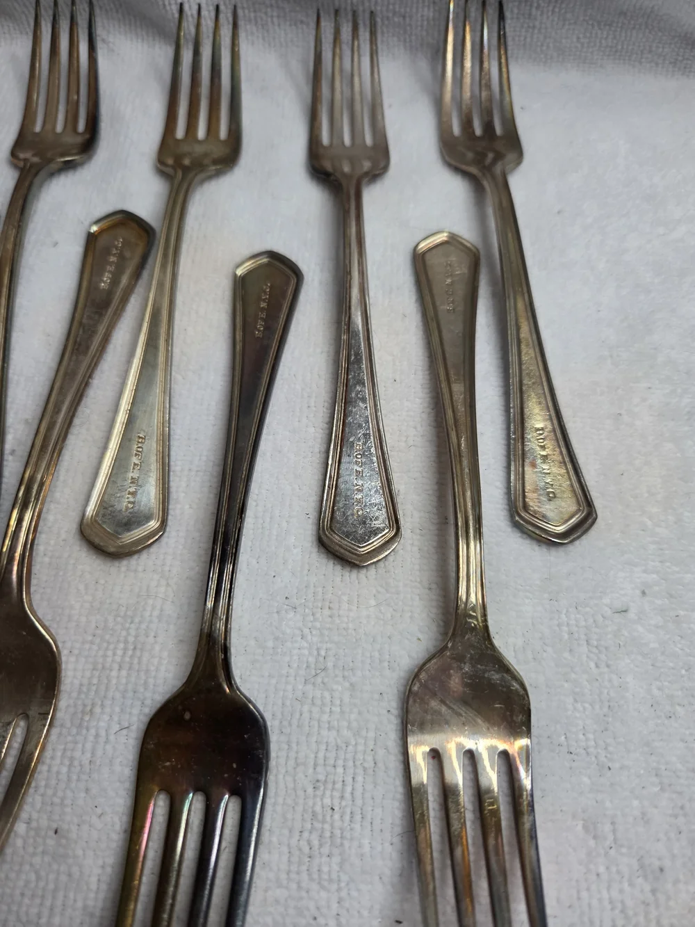 13 Vtg Victor Silver Co NYC Board of Ed Flatware Forks B. OF E. N.Y.C.